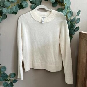 ATHLETA Merino Wool Blend White Crewneck Sweater Size XXS casual comfort